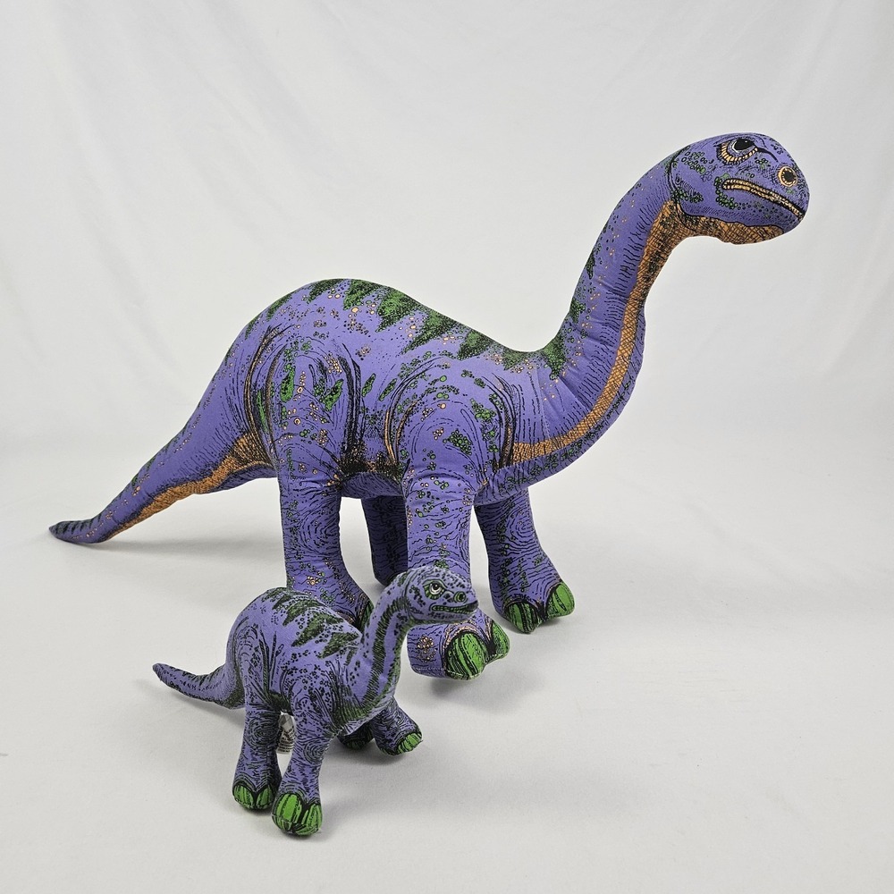 Vintage 1992 Applause Dinosaur Plateosaurus Determined Plush Lot of 2 26"